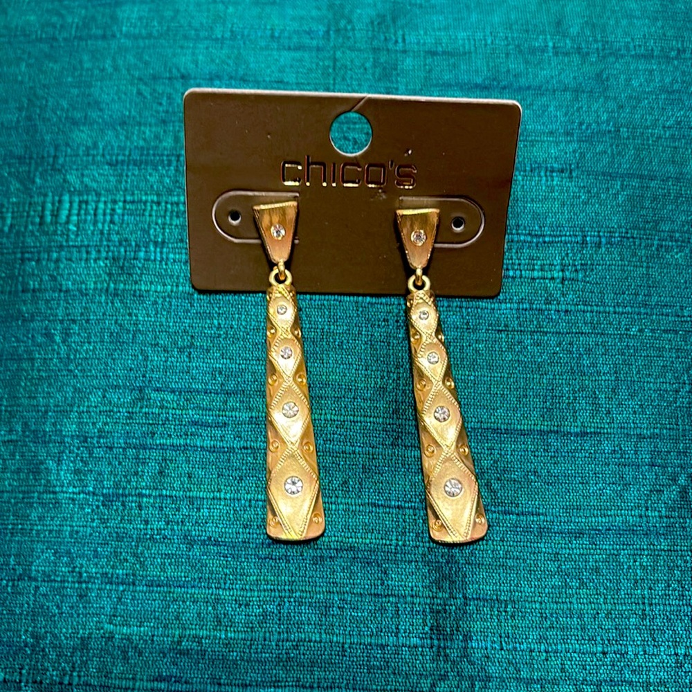 Chico's Gold Diamond Patterned Earrings